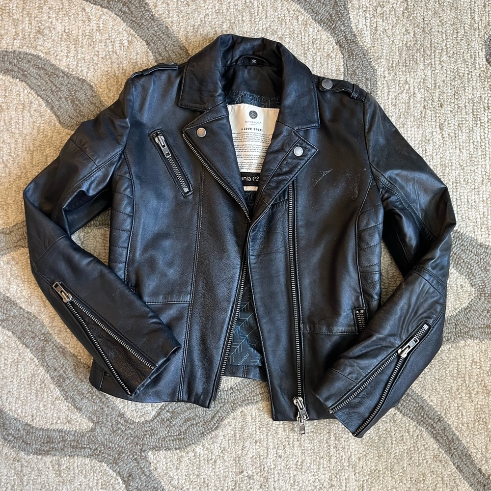 Black leather moto jacket